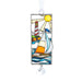 Decorative glass ornament with sailboat and lighthouse design on a white background