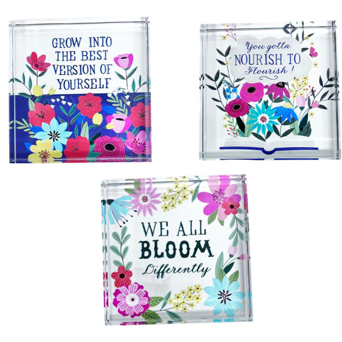 Ganz : Spring Beveled Glass Block (1) - Assorted 1 at random. Style can not be chosen.