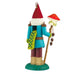 Colorful gnome figurine with a red hat and mushroom on a white background
