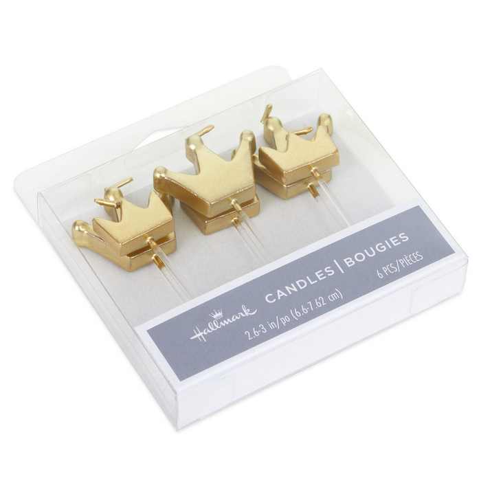 Hallmark : Gold Crown Birthday Candles, Set of 6