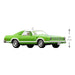 Green classic car model with size indicator on a white background