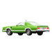 Green car with white stripes on a white background