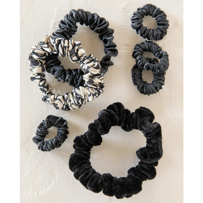 Natural Life : Black Mixed Scrunchies, Set of 7