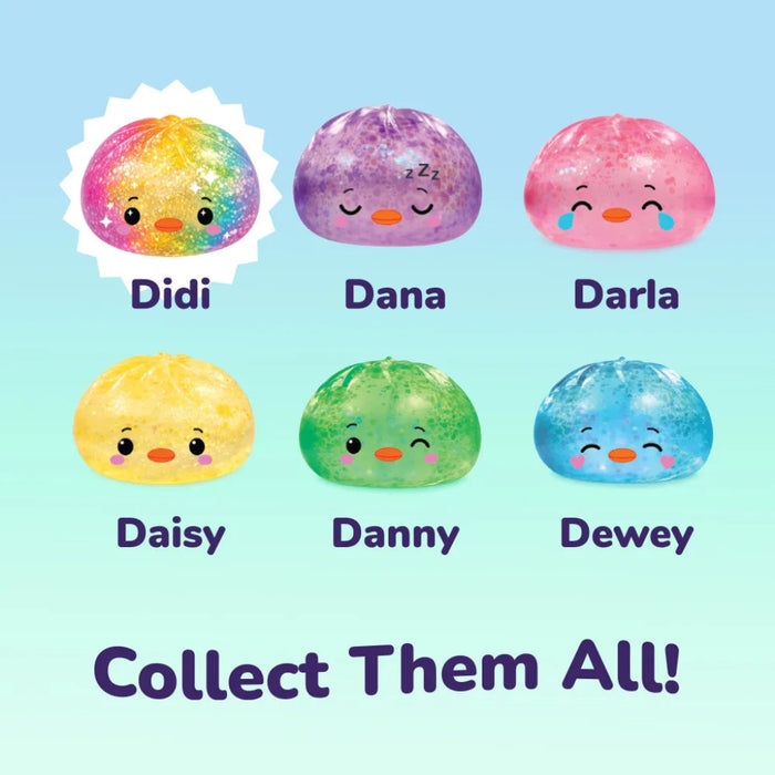 TOP TRENZ Hello Duck Dumpling Mystery Sugar Glitter Mini squishy collectible toy with a cute duck dumpling design and glittery finish.
