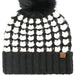 Cheveux Corp Full of Heart Pattern Pom Beanie Winter Hat featuring a heart pattern and decorative pom accent for a playful seasonal look.