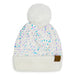 Cheveux Corp sequin fur pom beanie with a sparkling design and soft faux fur pom-pom, stylish winter hat for cold-weather outfits.