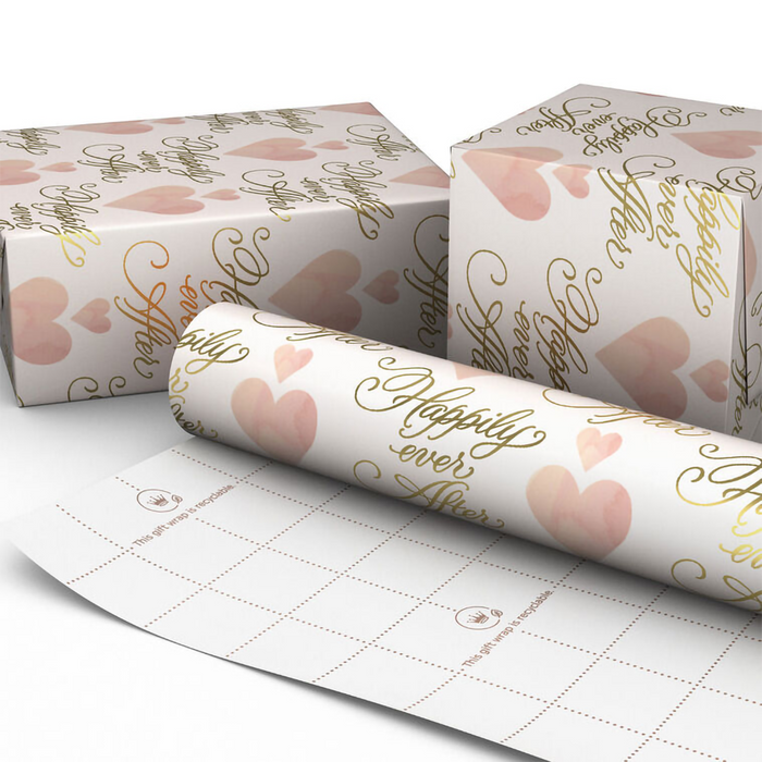 Hallmark : Hearts and Happily Ever After on Blush Wrapping Paper Roll, 20 sq. ft.