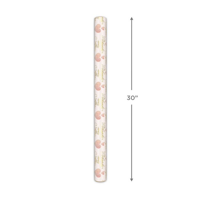Hallmark : Hearts and Happily Ever After on Blush Wrapping Paper Roll, 20 sq. ft.