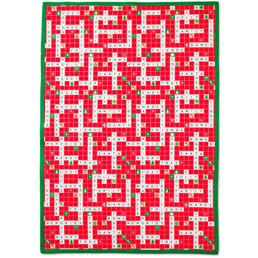 18x26-inch Christmas Crossword Puzzle Tea Towel with festive puzzle-inspired holiday design