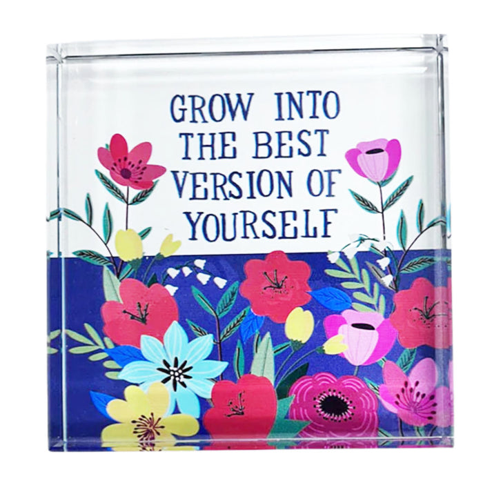 Ganz : Spring Beveled Glass Block (1) - Assorted 1 at random. Style can not be chosen.