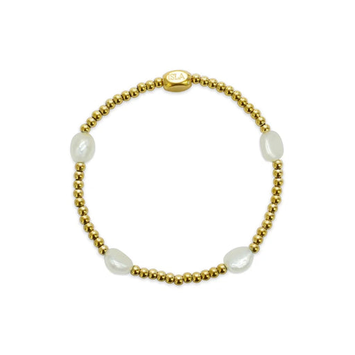 This Stia Here & There Pearl Bracelet features a genuine freshwater pearl in a polished .925 sterling silver bezel setting.