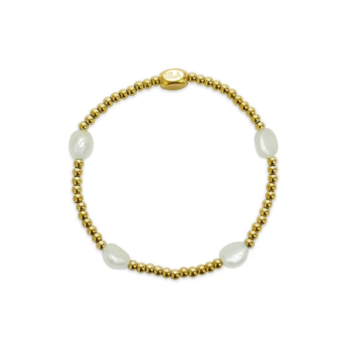 This Stia Here & There Pearl Bracelet features a genuine freshwater pearl in a polished .925 sterling silver bezel setting.