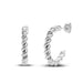 Silver hoop earrings with intricate twisted patterns, adding a unique touch to any jewelry collection.