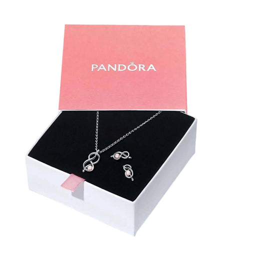 Pandora jewelry set with necklace and earrings in a box