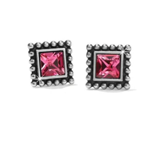 Brighton Sparkle Square Mini Post Earrings in silver pink featuring a petite sparkling square design, perfect for adding a subtle touch of shine to everyday outfits.
