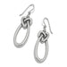 Polished silver Interlok linked hearts French wire drop earrings featuring two connected heart shapes with an elegant, timeless design.