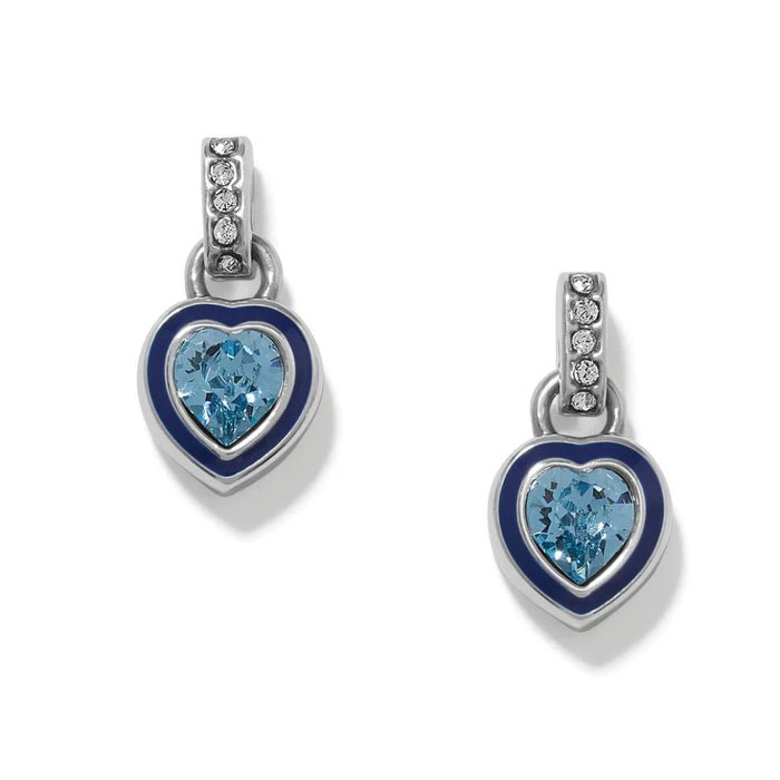 This Brighton Halo Gemma Petite Heart Post Drop Earrings design adds a delicate romantic touch to your everyday style.