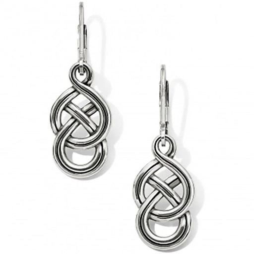 Brighton Interlok Braid Petite Leverback Earrings featuring a silver-plated Celtic knot-inspired braid design with an elegant petite drop and secure leverback closure.