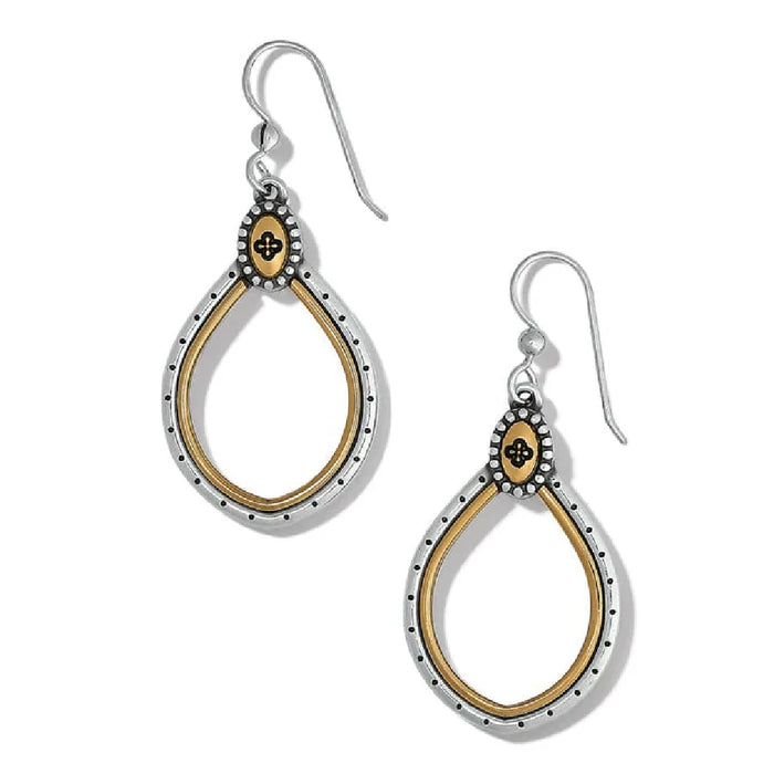 Silver and gold teardrop earrings that add a vibrant touch of color to any outfit.