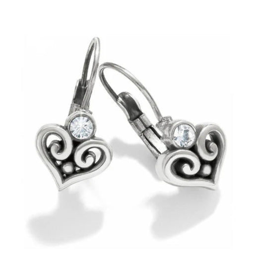 Alcazar Heart Leverback Silver Earrings
