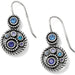 These Brighton Halo French Wire Earrings feature clusters of lavender and aqua crystals. 
