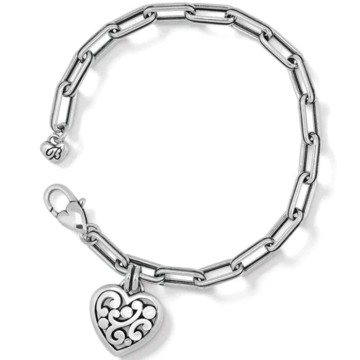 Brighton Contempo Heart Link Bracelet featuring polished heart-shaped links with signature Contempo-inspired scroll detailing for timeless everyday elegance.
