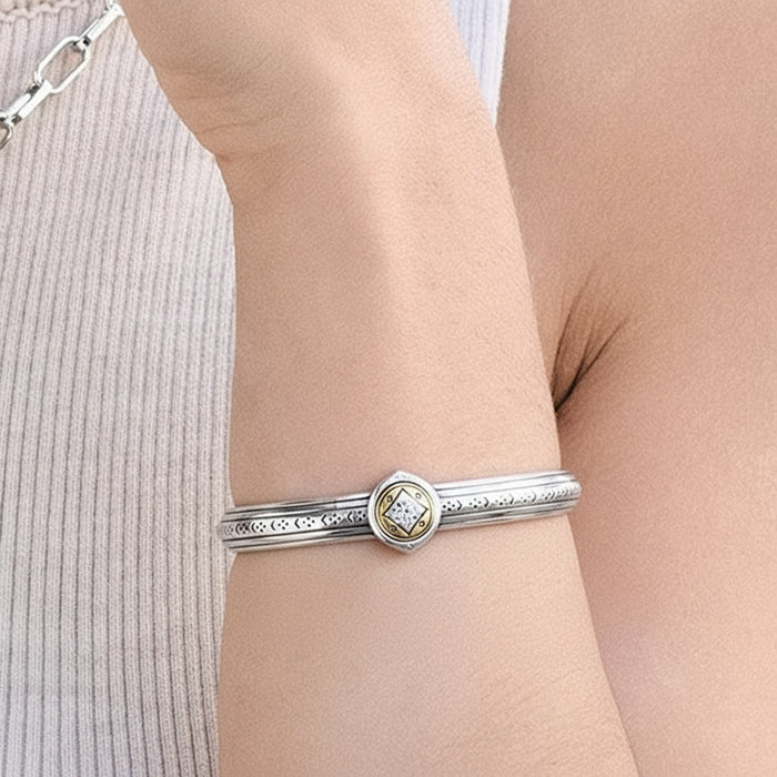 Brighton Mosaic Two Tone Bar Bracelet featuring a sleek bar design with contrasting two-tone detailing and an elegant polished finish.