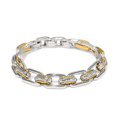 Mosaic two-tone links bracelet featuring a modern mixed-tone design.