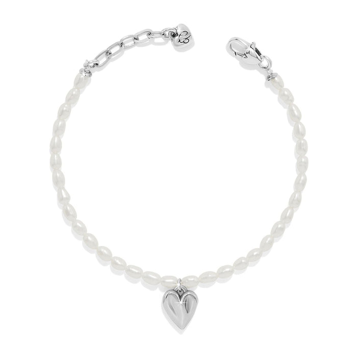 Brighton Cascade Embrace Pearl Heart Bracelet featuring luminous pearls and a polished heart centerpiece for timeless elegance and everyday wear.