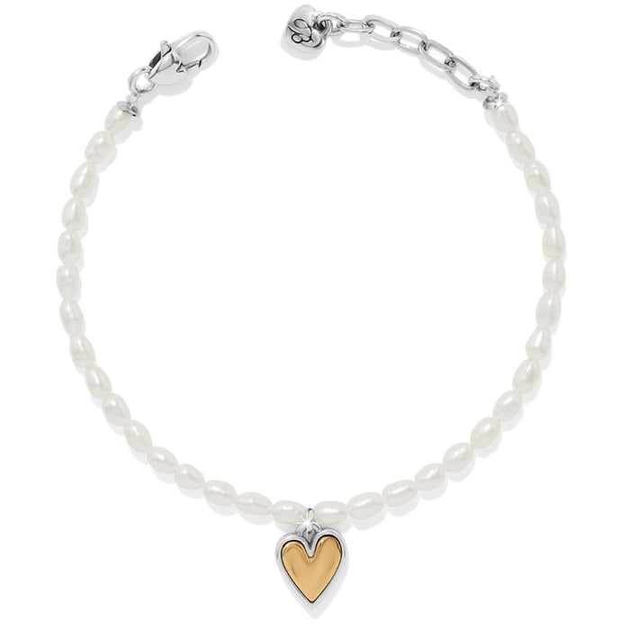 Brighton Cascade Embrace Pearl Heart Bracelet featuring luminous pearls and a polished heart centerpiece for timeless elegance and everyday wear.