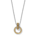 Elegant Mosaic two-tone link ring necklace featuring polished interlocking rings with mixed silver and gold-tone finishes.