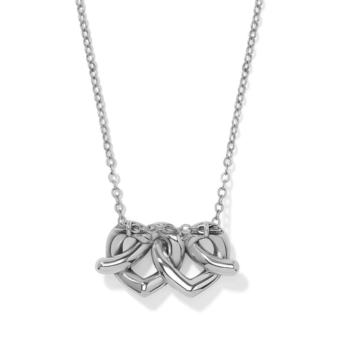 Brighton Interlok Linked Hearts Necklace featuring an elegant linked heart design, perfect for everyday wear or gifting.