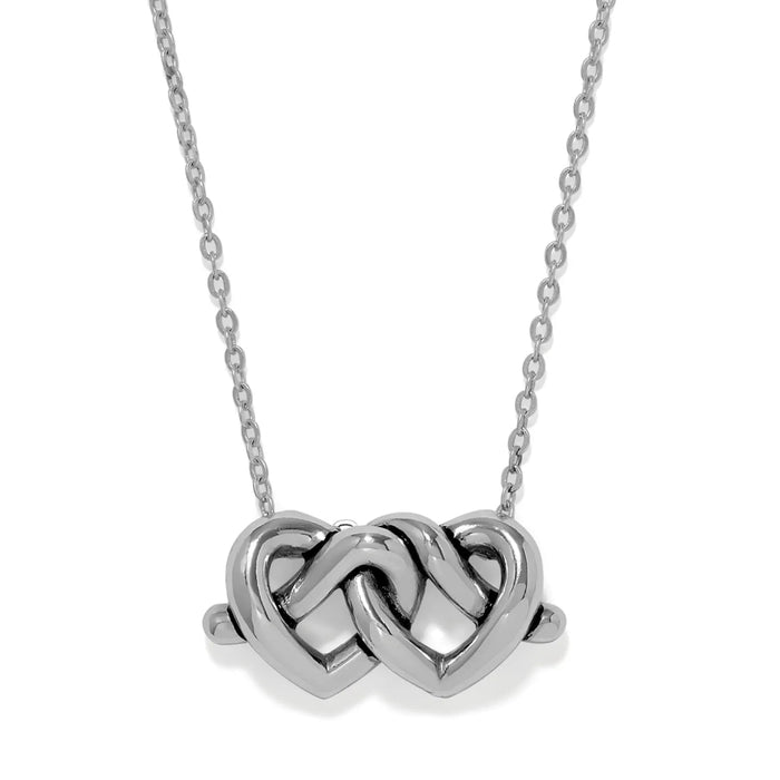 Brighton Interlok Linked Hearts Necklace featuring an elegant linked heart design, perfect for everyday wear or gifting.