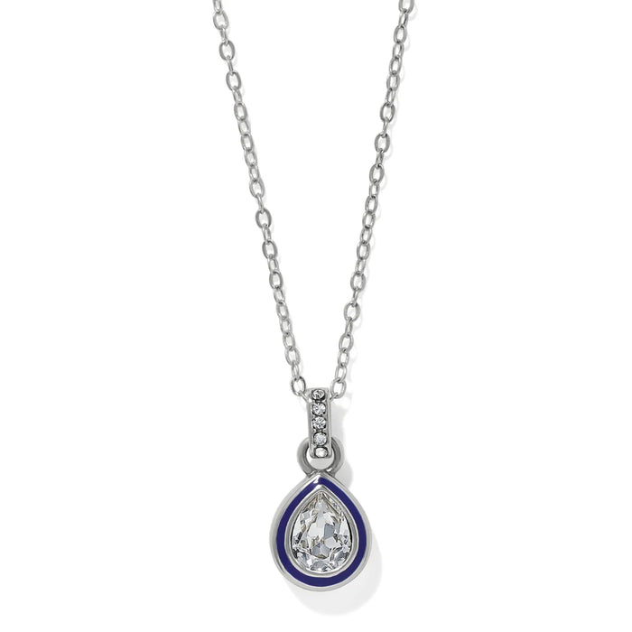 Brighton Halo Gemma Pave Teardrop Crystal Necklace featuring a sparkling teardrop pendant with pavé crystal accents on a delicate chain.