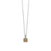 A small square pendant hanging from a gold and silver chain, showcasing a blend of elegant metals.