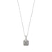 A small square pendant attached to a gold and silver chain, featuring a modern and chic design.