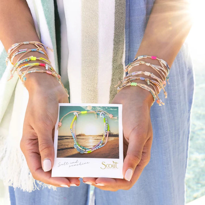 Scout Curated Wears : Mixed Media Bracelet - Love/Rhodochrosite/Gold