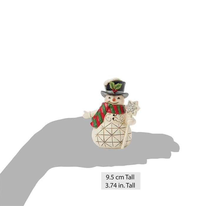 Size comparison showing 3.74-inch Jim Shore snowman figurine.