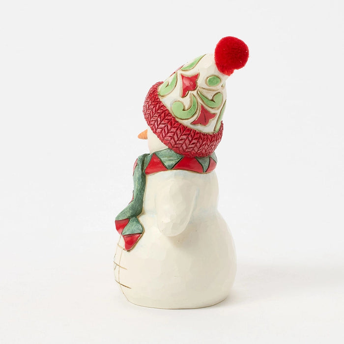 Side view showing hand-painted snowman