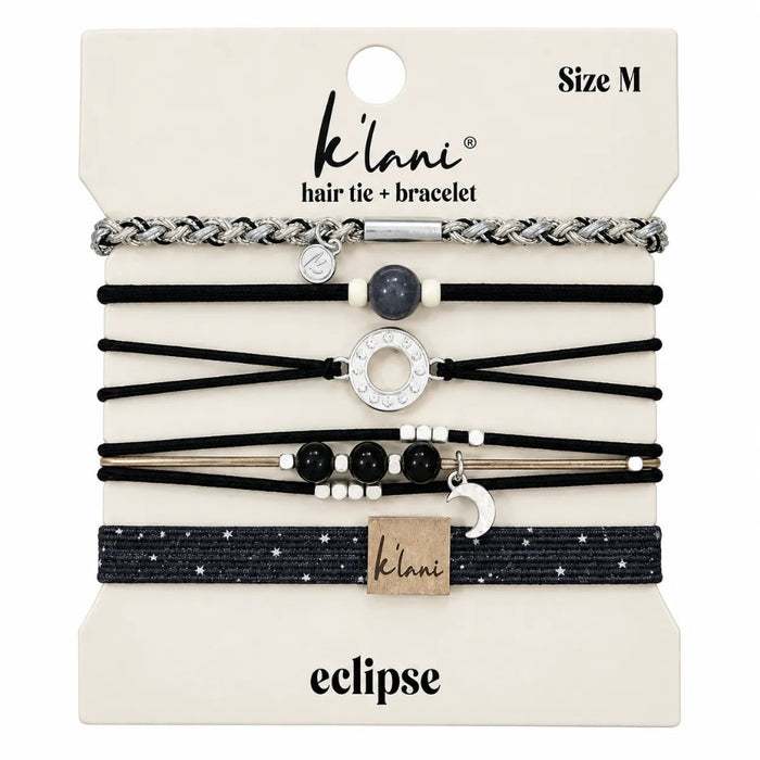 K Lani Eclipse Hair Tie Bracelet designed as a stylish bracelet and convenient hair accessory.