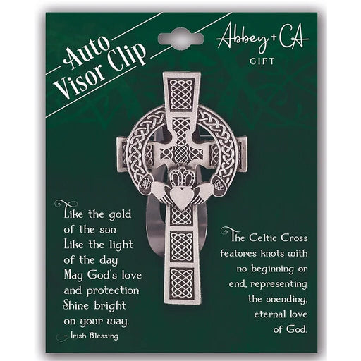 This Cathedral Art Claddagh Celtic Cross Visor Clip combines the timeless Celtic cross with the iconic Claddagh design, representing love, loyalty, and friendship. 