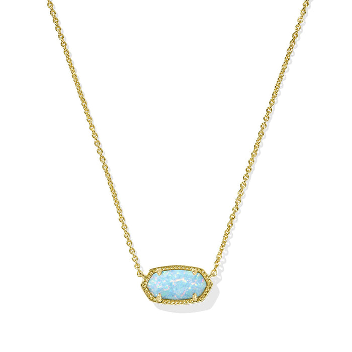 Kendra Scott : Elisa Pendant Gold Necklace - Light Teal Kyocera Opal