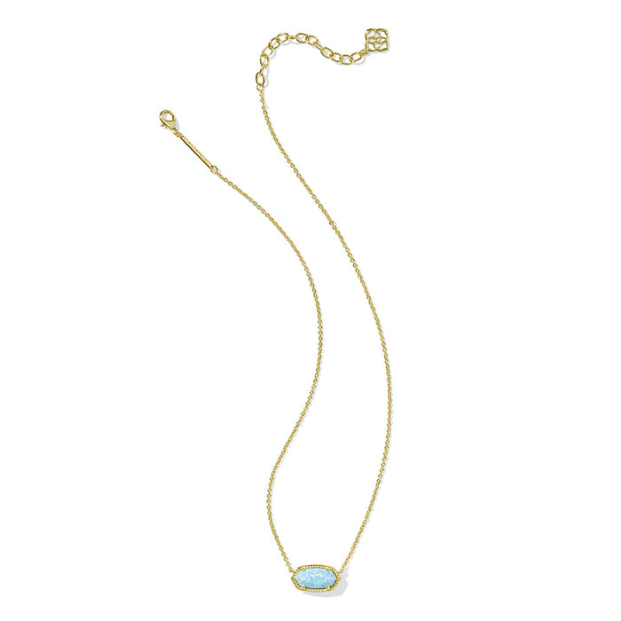 Kendra Scott : Elisa Pendant Gold Necklace - Light Teal Kyocera Opal