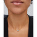 Kendra Scott Mini Elisa Satellite Short Pendant Necklace in variegated turquoise magnesite worn at collarbone