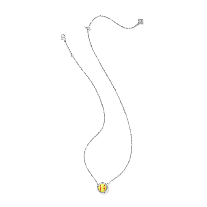 Kendra Scott : Softball Silver Pendant Necklace- Rhodium Over Brass