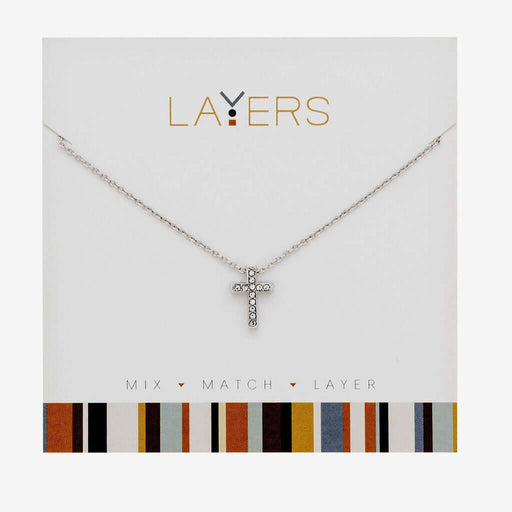 Center Court: Silver Crystal Cross Layers Necklace at Annie's Hallmark