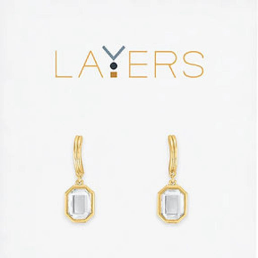 Elegant gold earrings adorned with white crystals, showcasing a layered design for a sophisticated look.