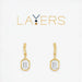 Elegant gold earrings adorned with white crystals, showcasing a layered design for a sophisticated look.