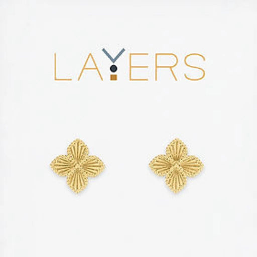 Stylish layers earrings made of gold plated brass, featuring a contemporary design.