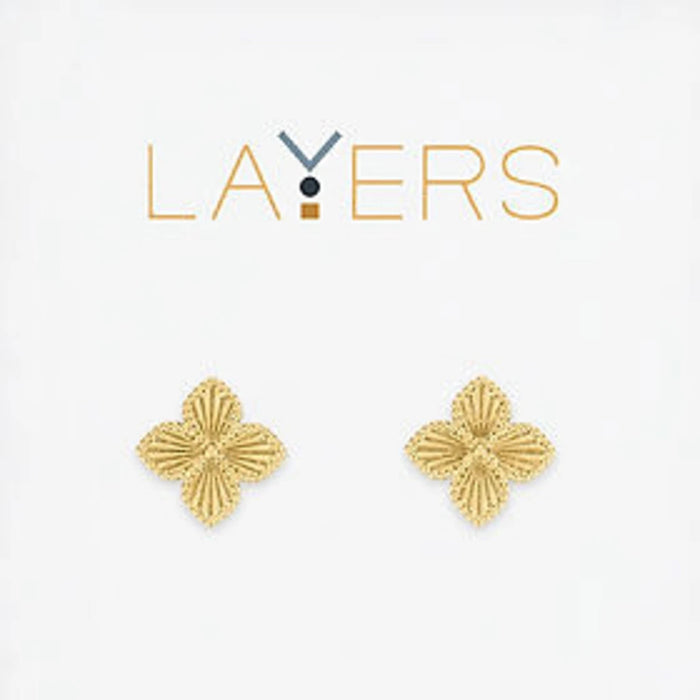 Stylish layers earrings made of gold plated brass, featuring a contemporary design.